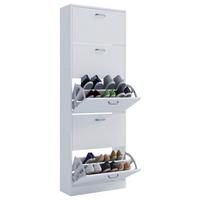 Schuhschrank Sipos ca.59x170x22cm Weiß - Edelstahlfarben/Weiß, KONVENTIONELL, Holzwerkstoff/Kunststoff (59/170/22cm) - MID.YOU