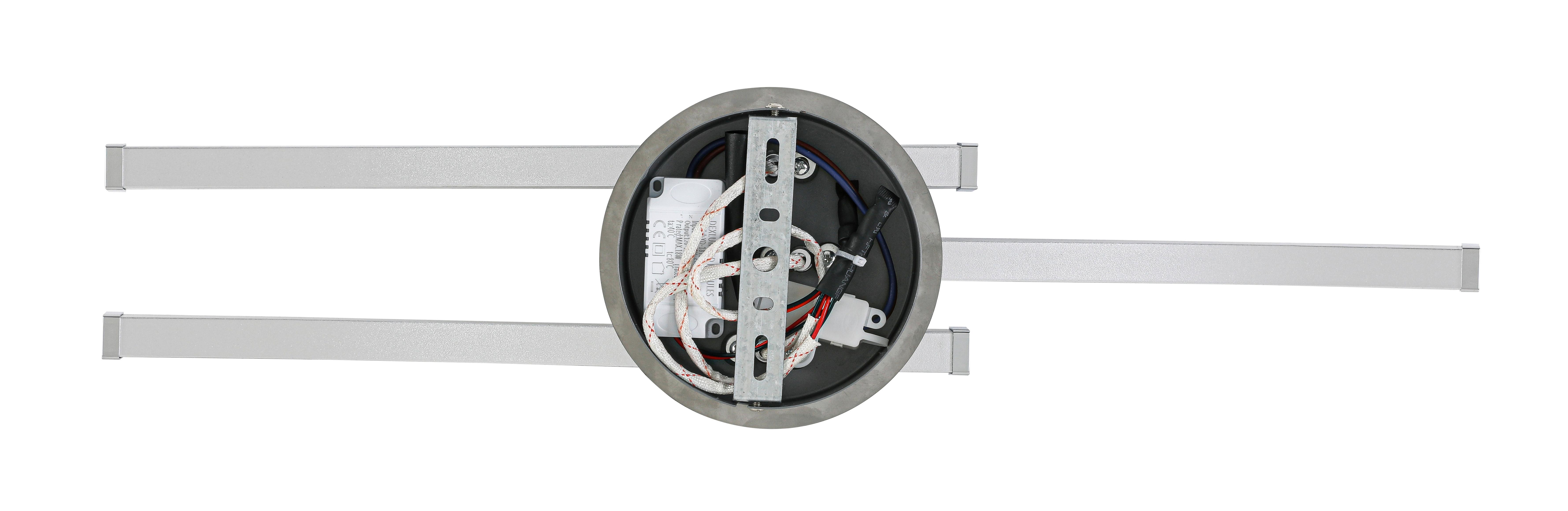 LED-TAKLAMPA ROLLIM - vit/nickelfärgad, Klassisk, metall/plast (14/54,5/6,5cm) - Mömax