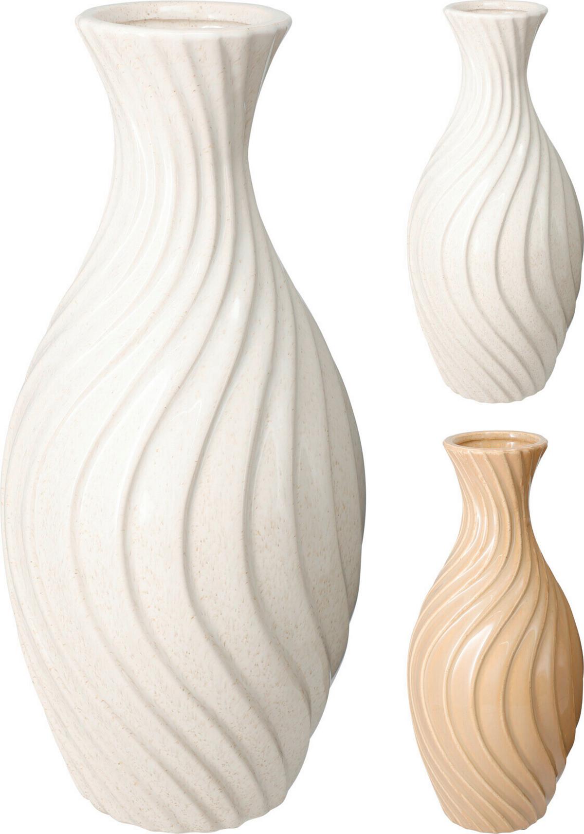 Váza Swirl - taupe/fehér, Trend, kerámia (15,5/33cm)