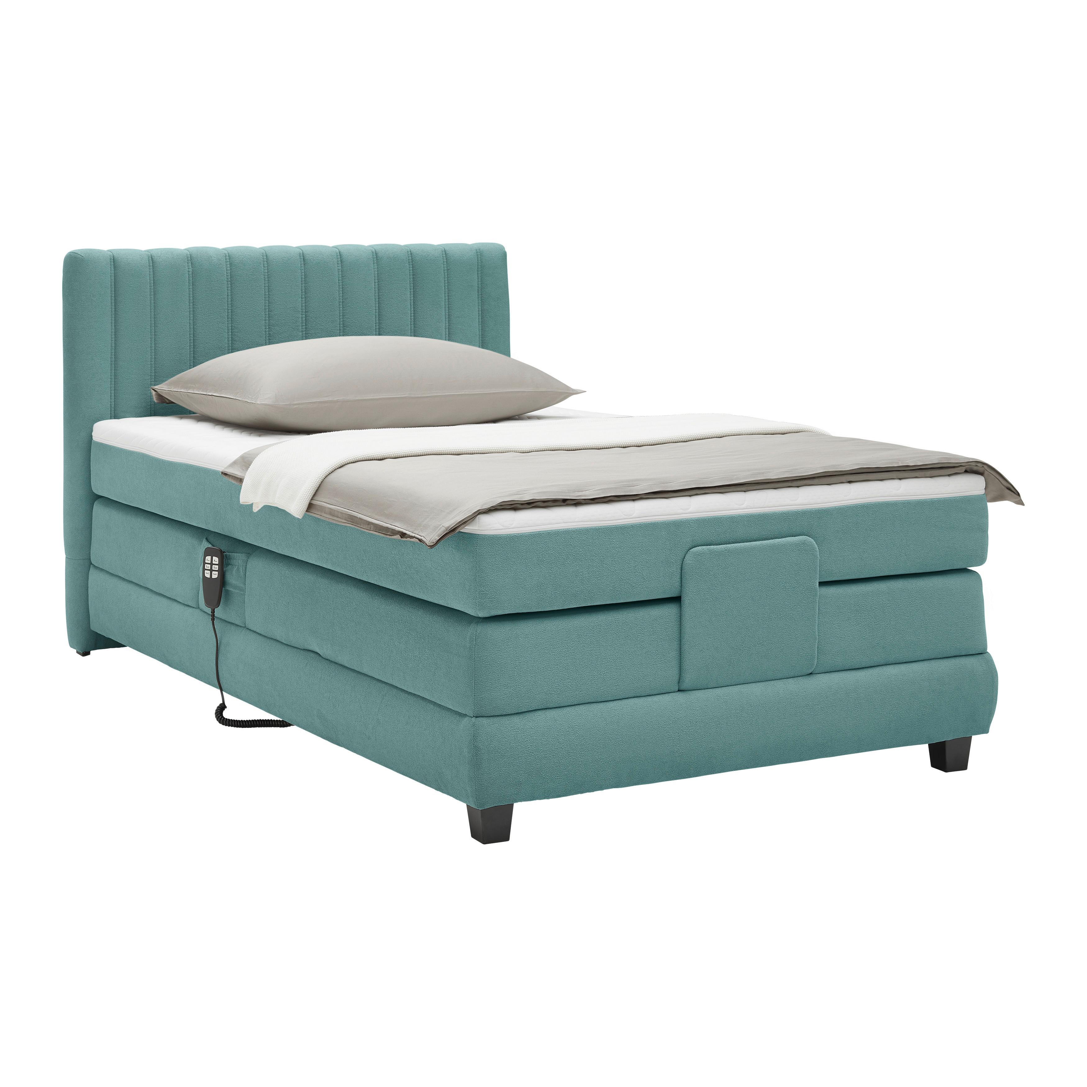 Boxspringbett Dixon Türkis ca. 100x200cm - Türkis/Schwarz, Konventionell, Holz/Holzwerkstoff (100/200cm) - Premium Living