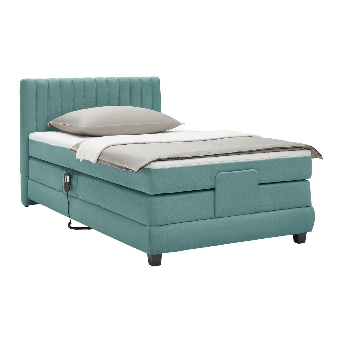 Boxspring Krevet Dixon - tirkizna/crna, Konvencionalno, drvni materijal/drvo (100/200cm) - Premium Living