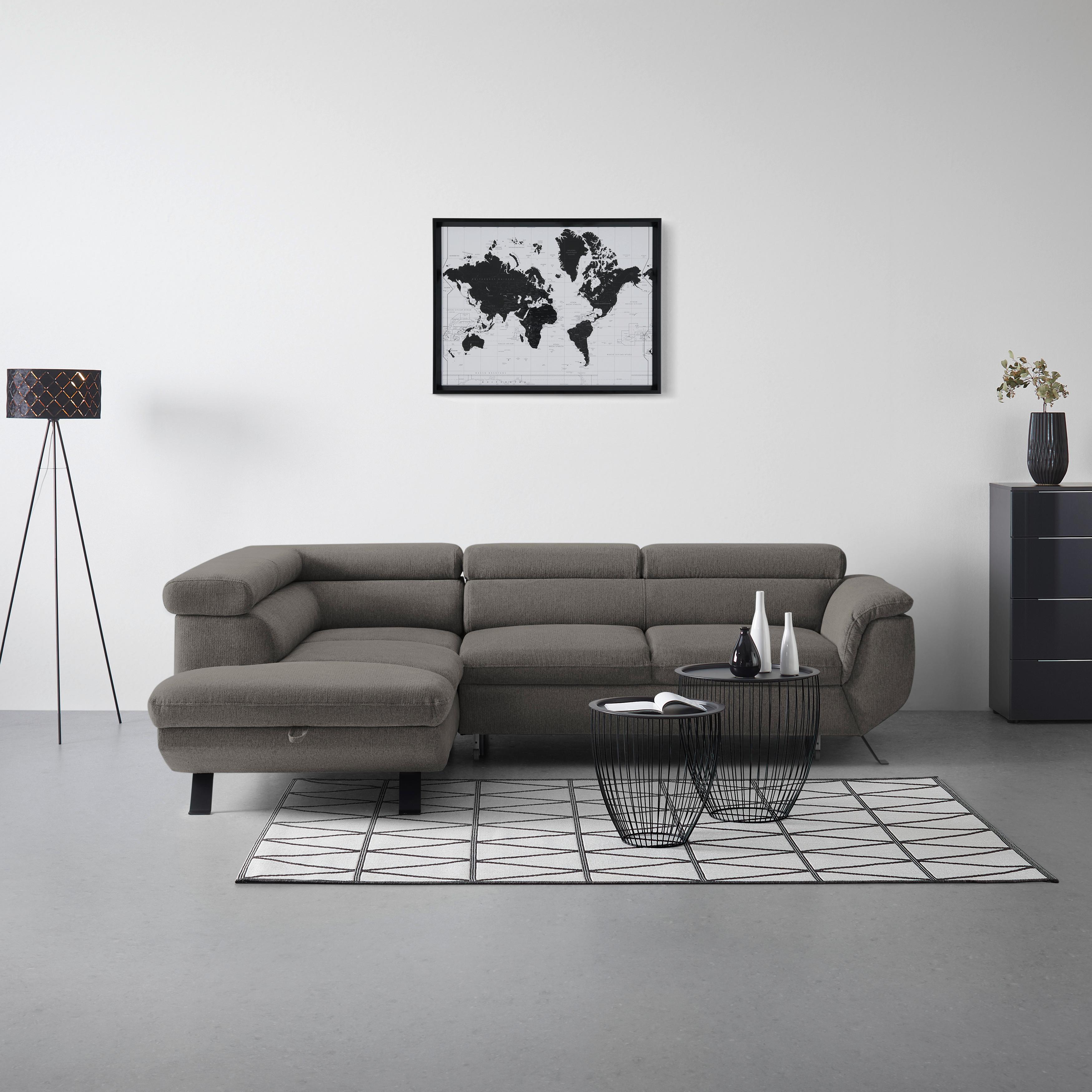 Kutna Garnitura Raven - crna/antracit, Moderno, tekstil/metal (198/257cm) - Modern Living