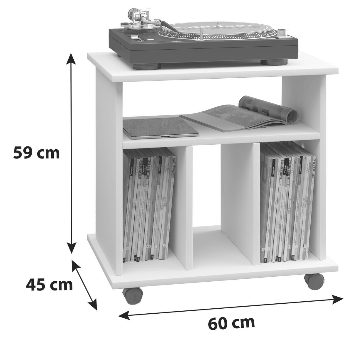 Schallplattenregal Retal ca.60x59x45cm Weiß - Weiß, Basics, Holz/Holzwerkstoff (60/59/45cm) - MID.YOU
