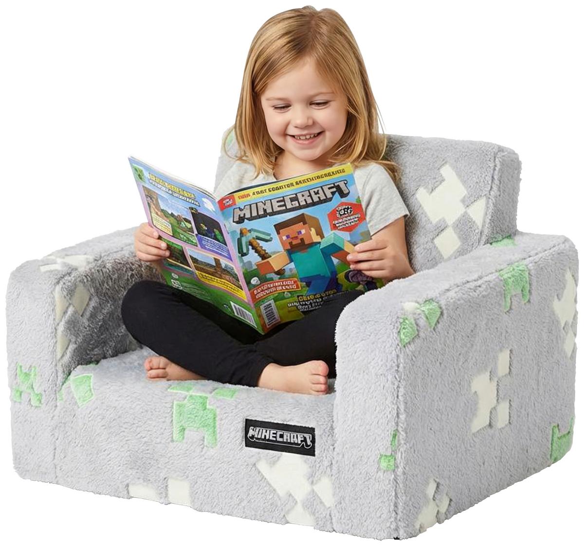 SOFA DZIECIĘCA/MŁODZIEŻOWA MINECRAFT - szary, Trend, tkanina (105/58/41cm) - Minecraft