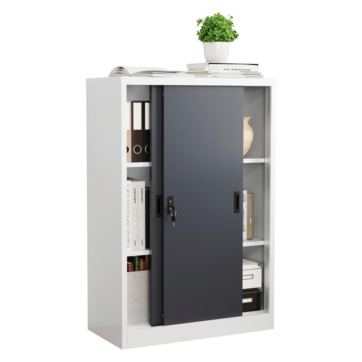 Aktenschrank Malivo - Weiss/Anthrazit, Konventionell, Metall (80/120/40cm) - MID.YOU