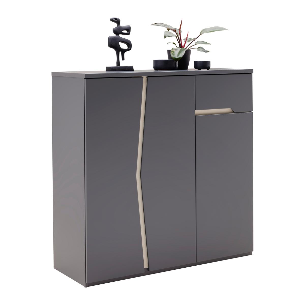 Highboard Manhatten in Grau/Graphitfarben - Graphitfarben/Schwarz, Modern, Holzwerkstoff/Kunststoff (110/110/42cm) - Premium Living