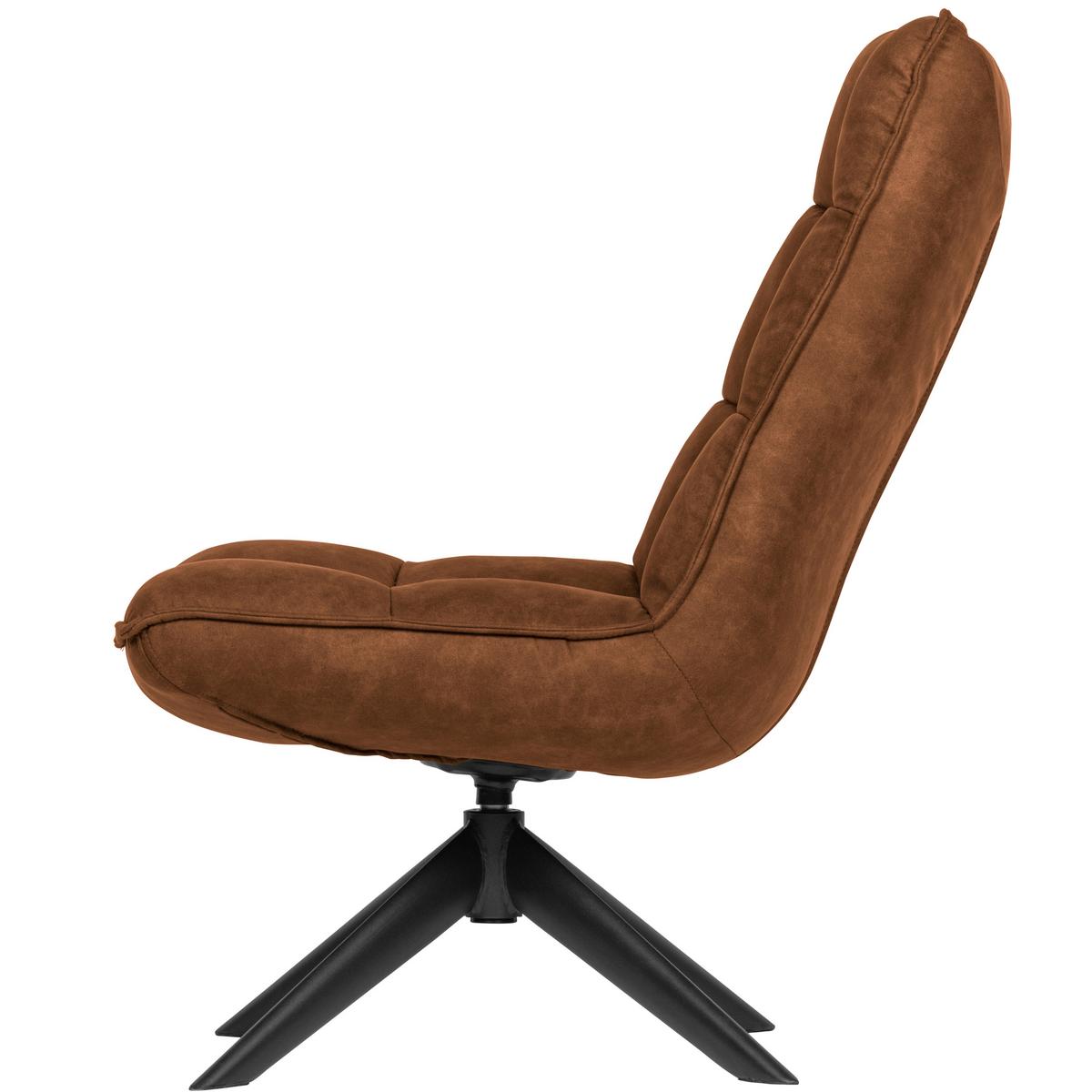 Sessel Jouke Cognac B: 70cm - Cognac/Schwarz, Design, Textil/Metall (70/97/85cm) - Livetastic
