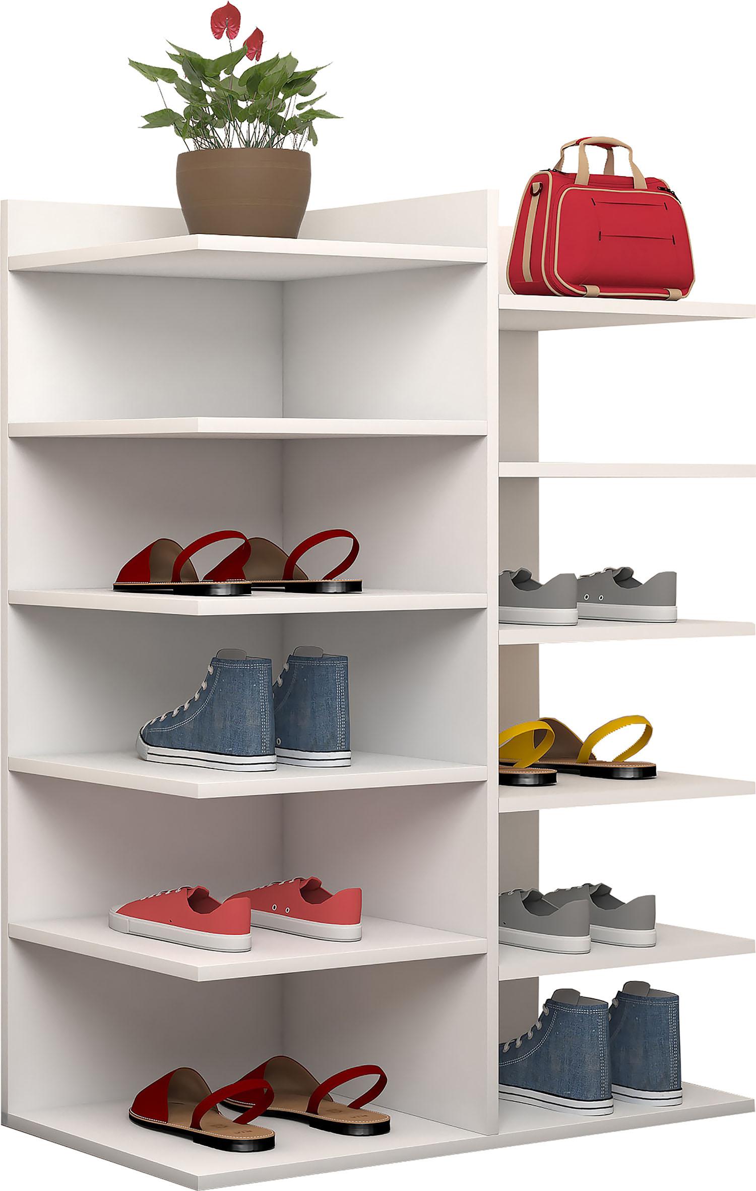 Schuhregal Enosa Weiß ca. 60x80x30 cm - Weiß, Basics, Holzwerkstoff (60/80/30cm) - MID.YOU