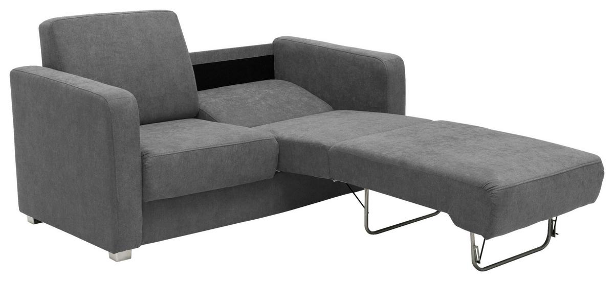Schlafsofa Mia Grau Mikrofaser - Chromfarben/Grau, Basics, Kunststoff/Textil (159/88/87cm) - Livetastic