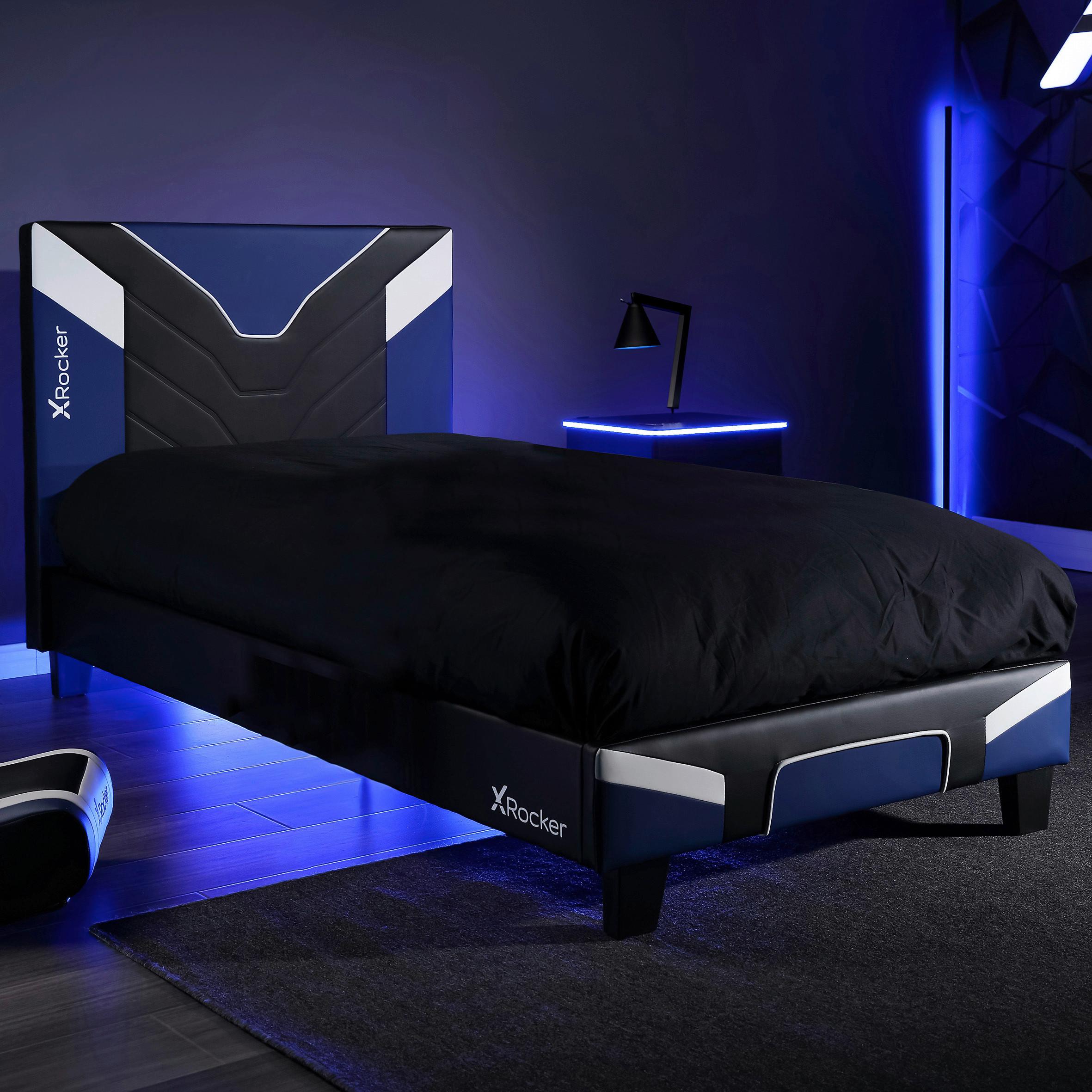 Gamingbett Cerberus 90x190 cm Schwarz/Weiß/Blau - Blau/Schwarz, MODERN, Holzwerkstoff/Kunststoff (90/190cm) - X Rocker