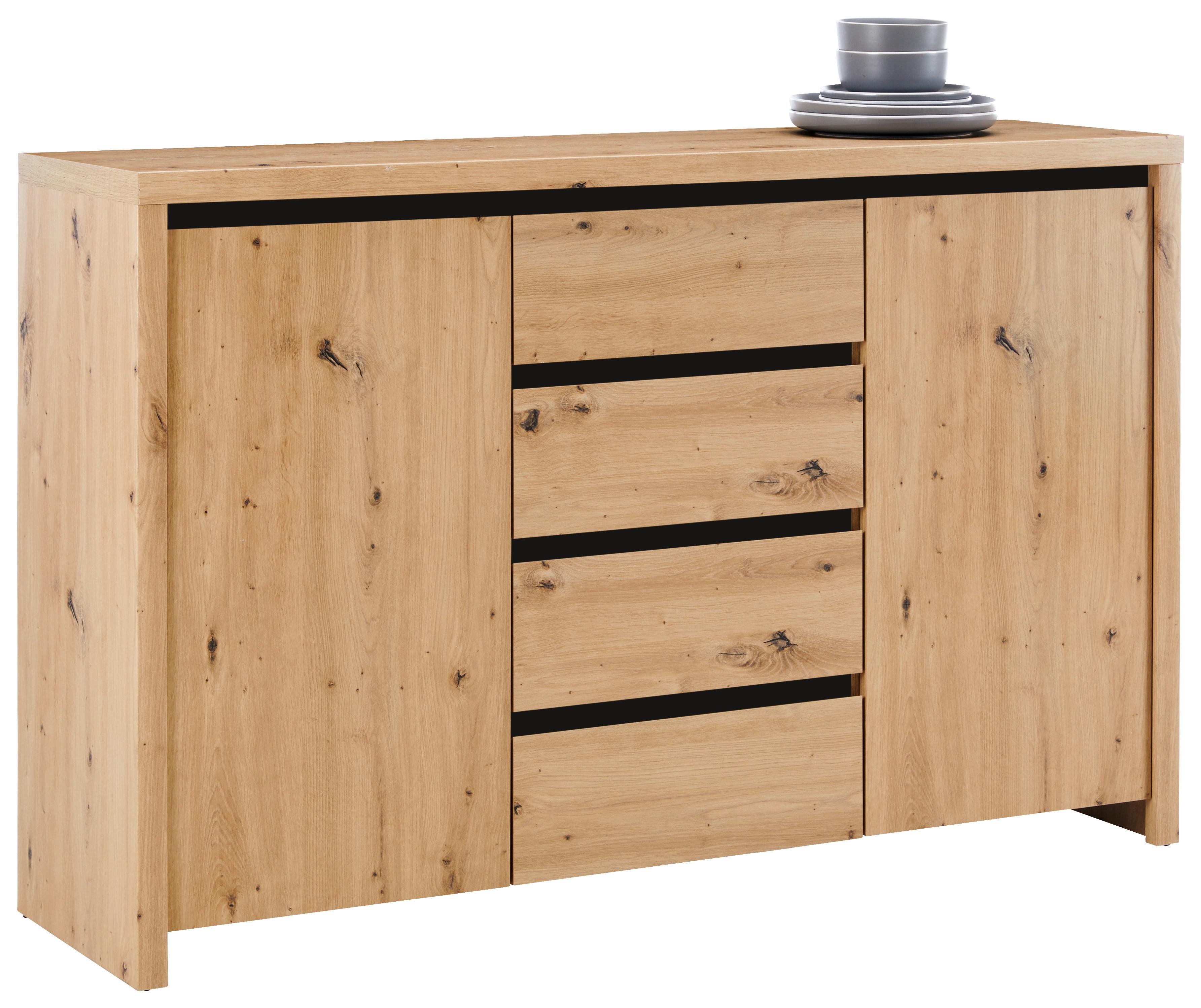 Sideboard in Eichefarben - Schwarz/Eiche Artisan, Modern, Holzwerkstoff (143/91/40cm) - Mömax