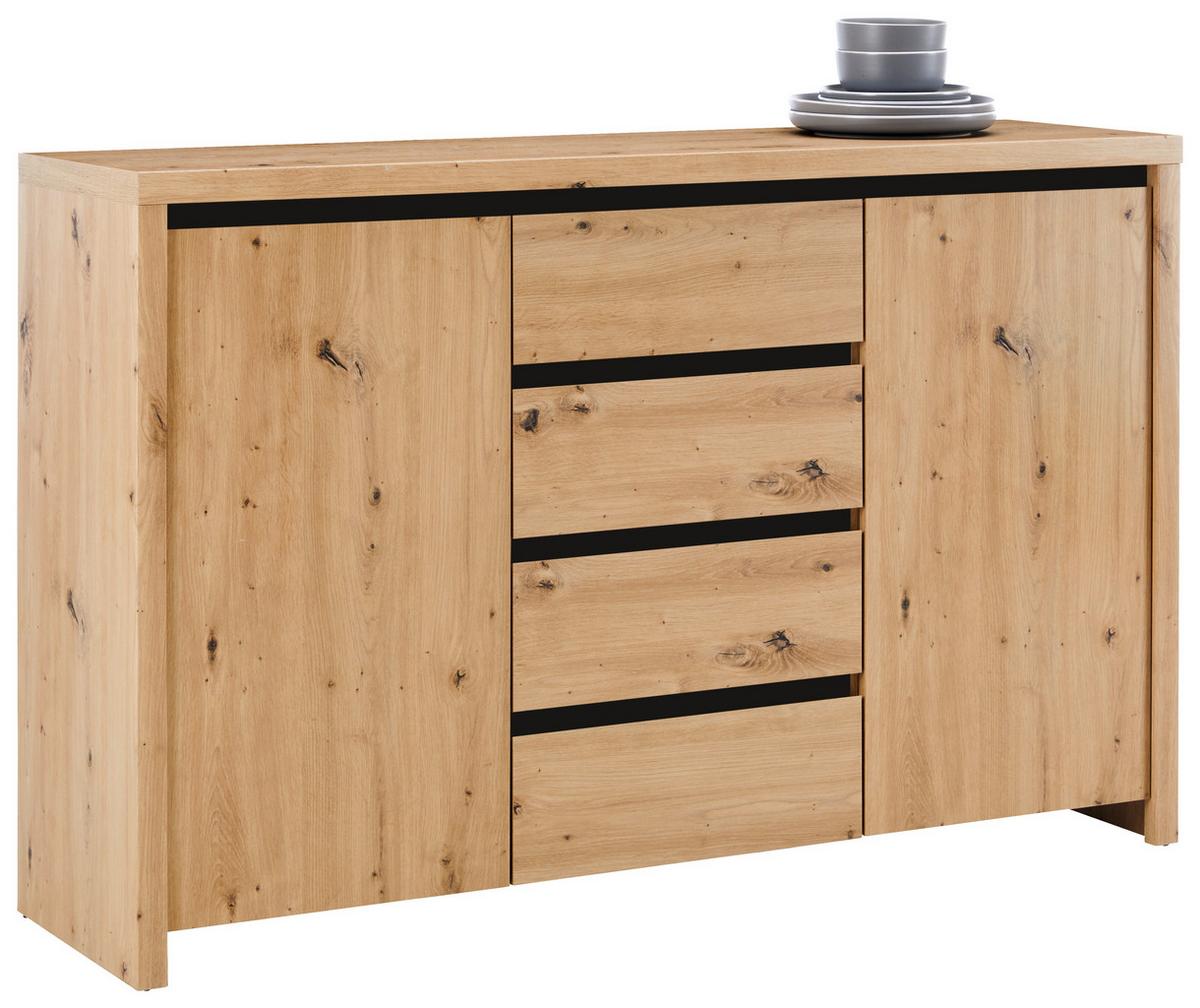 Sideboard Larios in Eichefarben - Schwarz/Eiche Artisan, MODERN, Holzwerkstoff (143/91/40cm) - Mömax