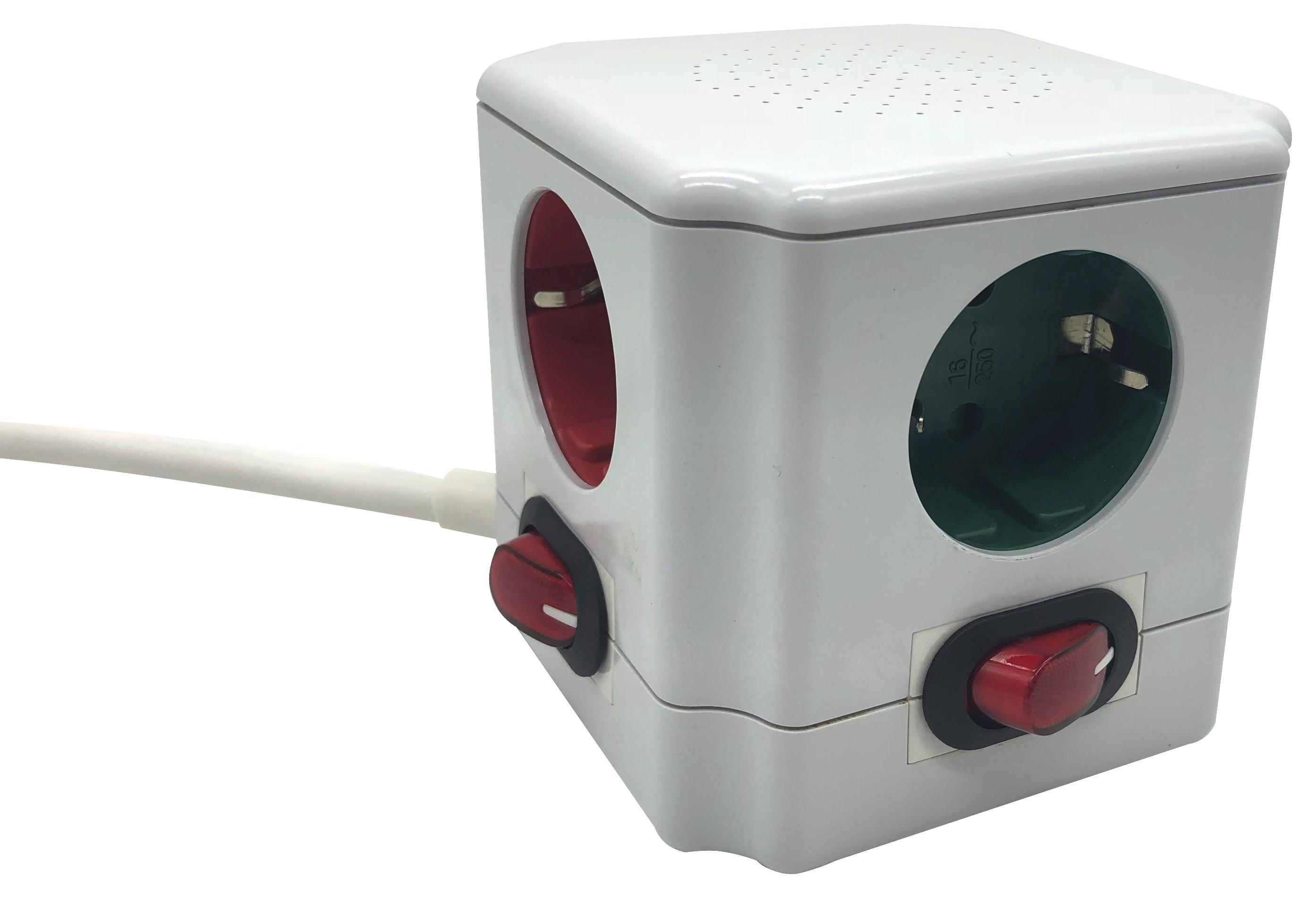 Steckdosenleiste Weiß - Weiß, Kunststoff (9/9/8,8cm) - Modern Living