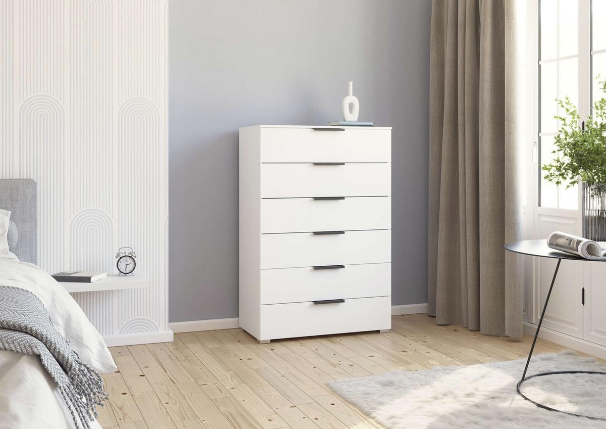 Komoda Paola, Bela - bela/barve aluminija, Trend, kovina/leseni material (80/119/42cm) - Novel