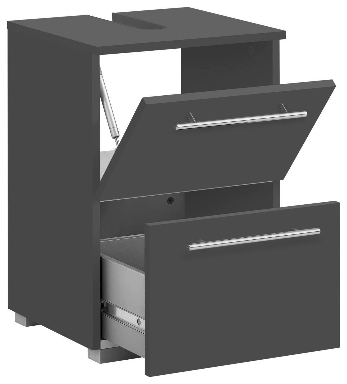 Waschbeckenunterschrank Carlos Anthrazit B: ca. 40 cm - Chromfarben/Anthrazit, KONVENTIONELL, Holzwerkstoff/Metall (40,2/59,1/35cm) - MID.YOU