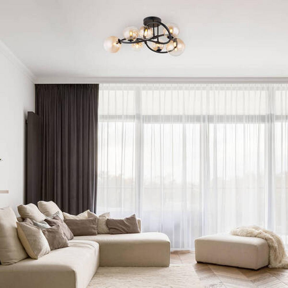 LED-DECKENLEUCHTE 56141-7D - Klar/Schwarz, Design, Glas/Metall (62/30cm) - Globo
