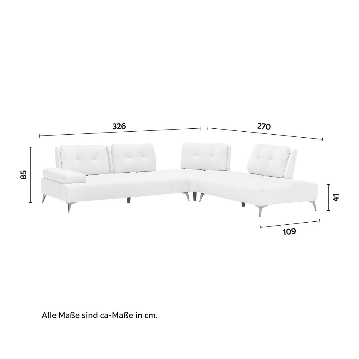 WOHNLANDSCHAFT ESTELLA - Dunkelgrau/Creme, Modern, Holz/Textil (326/85/270cm) - Bessagi Home