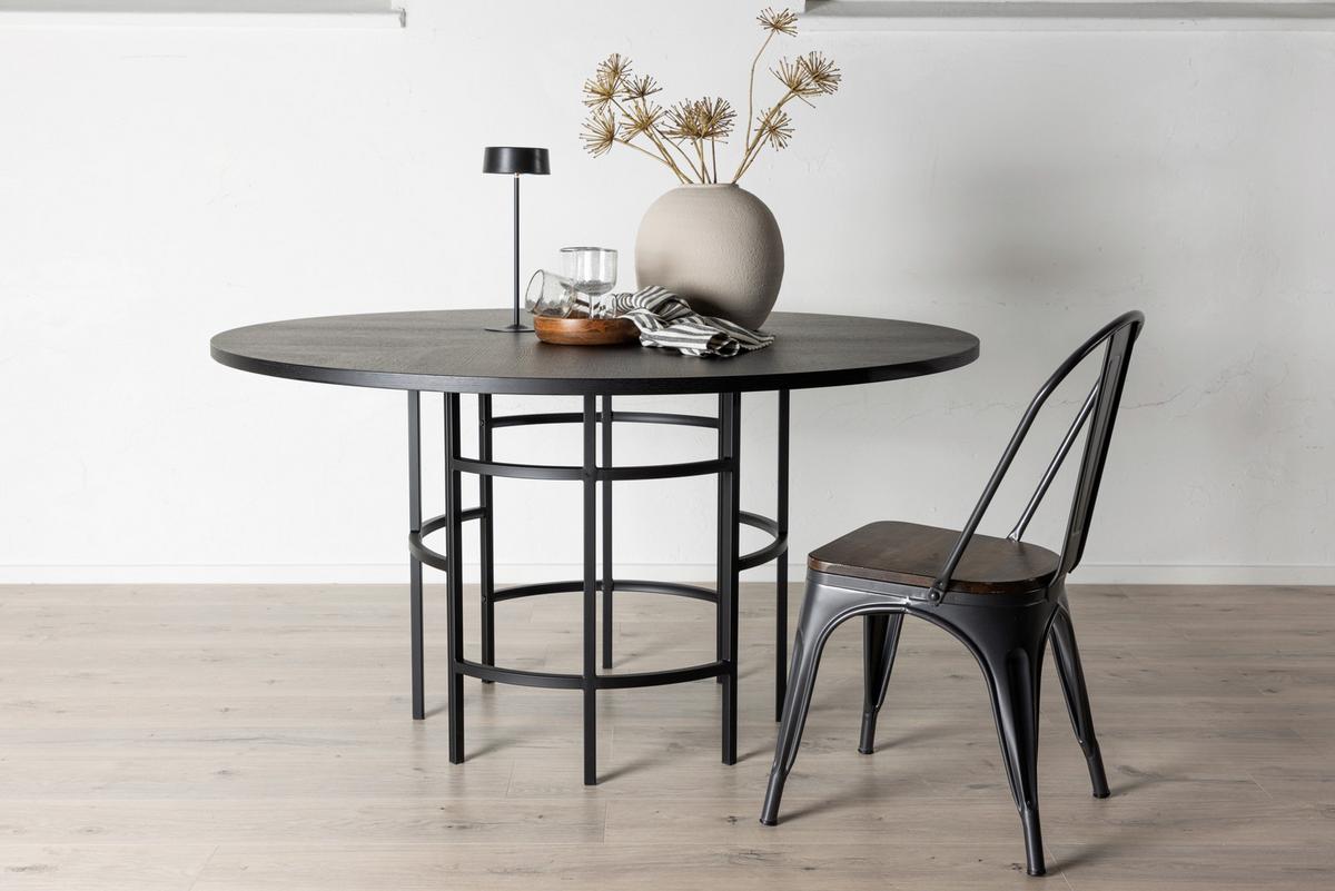 ESSTISCH COPENHAGEN - Schwarz, Design, Holzwerkstoff/Metall (140/140/74cm) - Livetastic