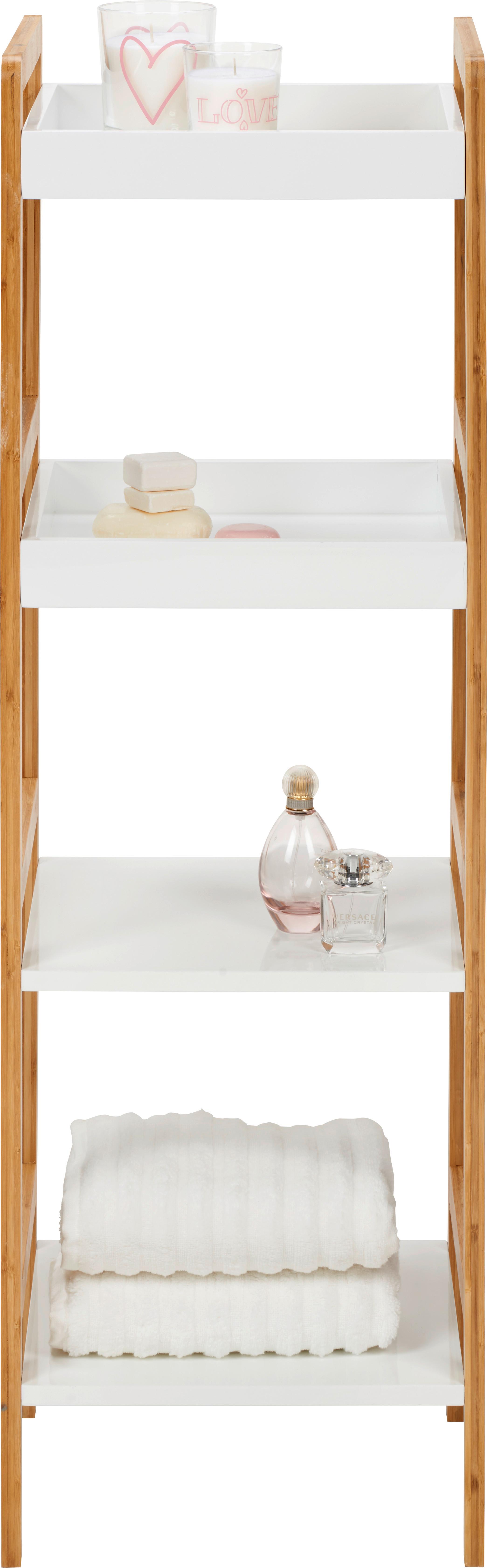 Wandregal in Weiss/Naturfarben - Weiss/Naturfarben, Modern, Naturmaterialien/Holzwerkstoff (36/110/33cm) - Modern Living