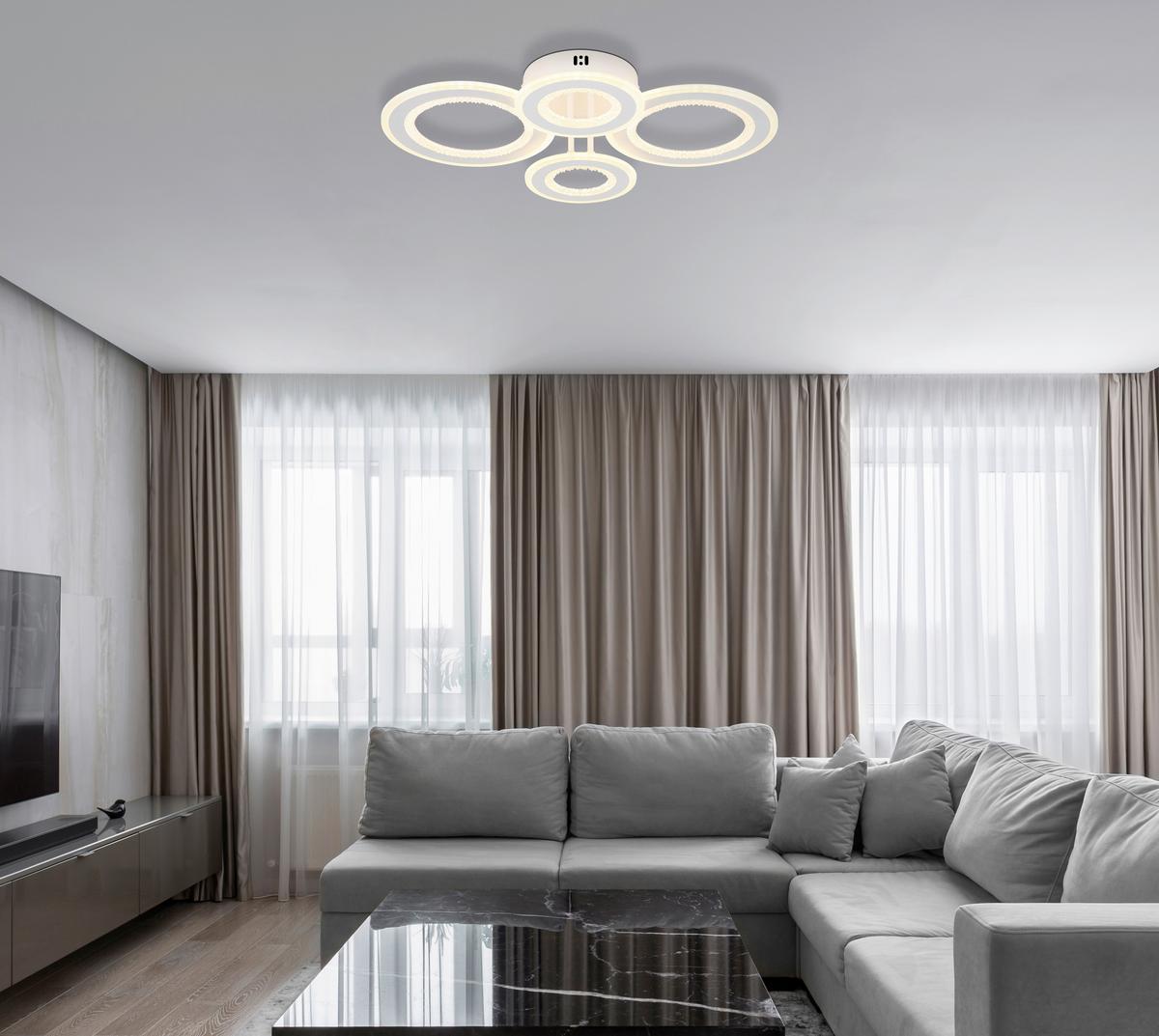 Led-deckenleuchte 67372-54 Anthony - Klar/Weiss, Design, Kunststoff/Metall (59/42/12cm) - Globo