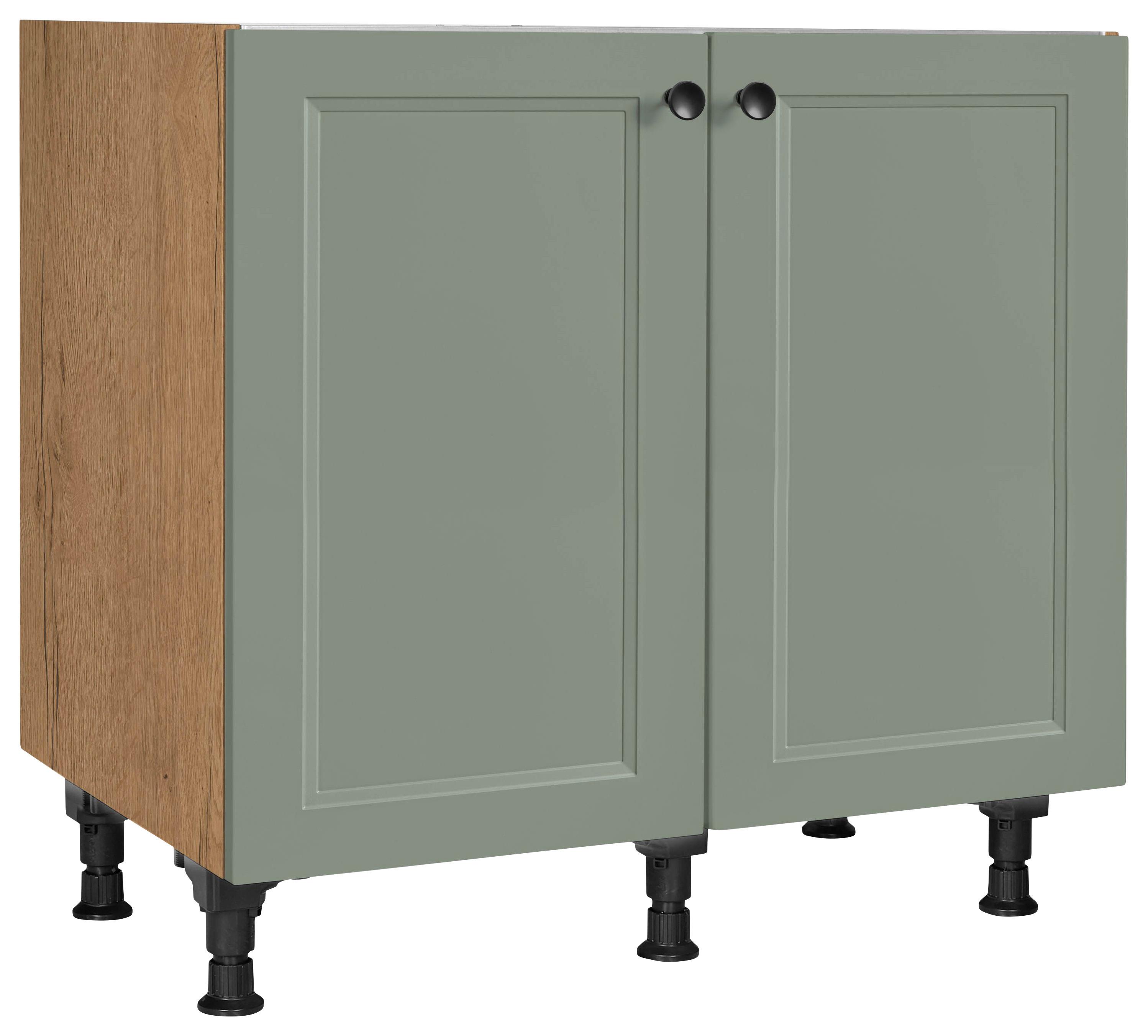 Spülenunterschrank Cascada Grün - Eichefarben/Schwarz, MODERN, Holzwerkstoff/Metall (90/87/56cm) - Nobilia