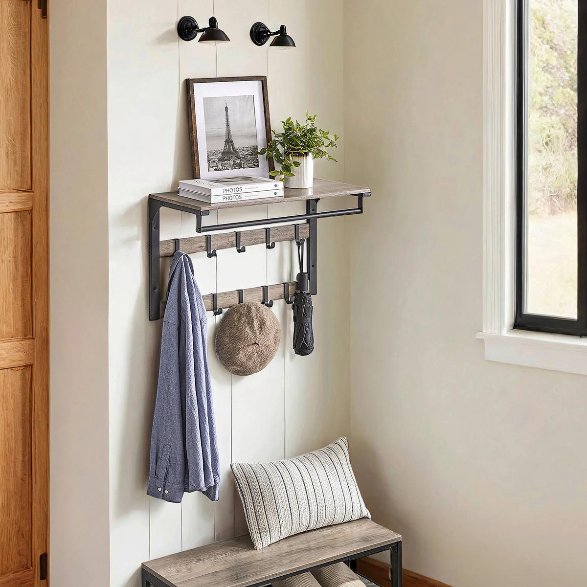 WANDGARDEROBE COAT RACK - Greige/Schwarz, MODERN, Holzwerkstoff/Metall (65/42/30cm) - MID.YOU
