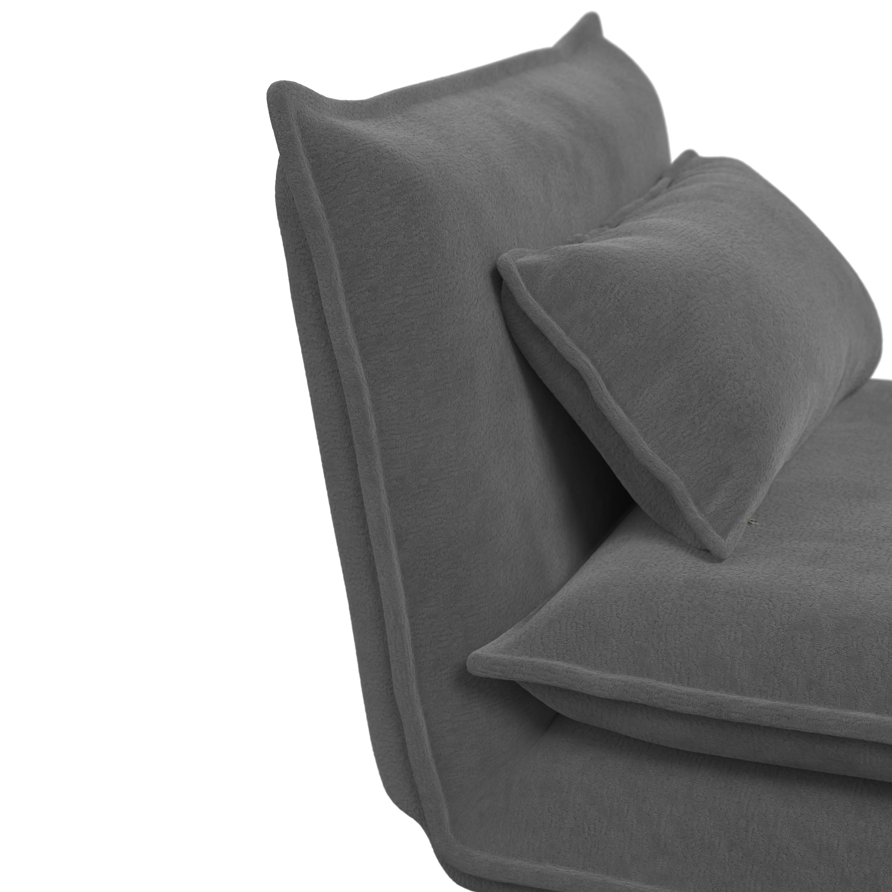 BÄDDFÅTÖLJ BELLA - mörkgrå/naturfärgad, Modern, metall/trä (85/76/84cm) - Bessagi Home