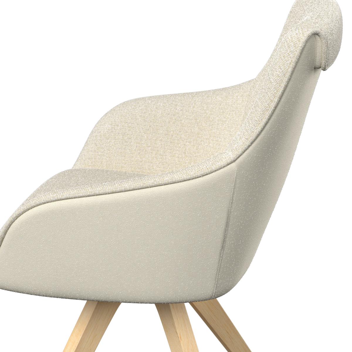 Armlehnstuhl Serena Creme Chenille/Leinenoptik Drehbar - Eichefarben/Creme, MODERN, Holz/Textil (62/86/65cm) - Bessagi Home