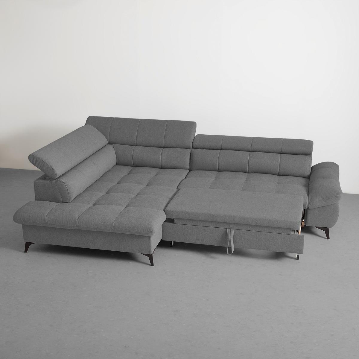 Wohnlandschaft Alberto Anthrazit - Anthrazit/Schwarz, MODERN, Textil/Metall (296/78/201cm) - Mömax