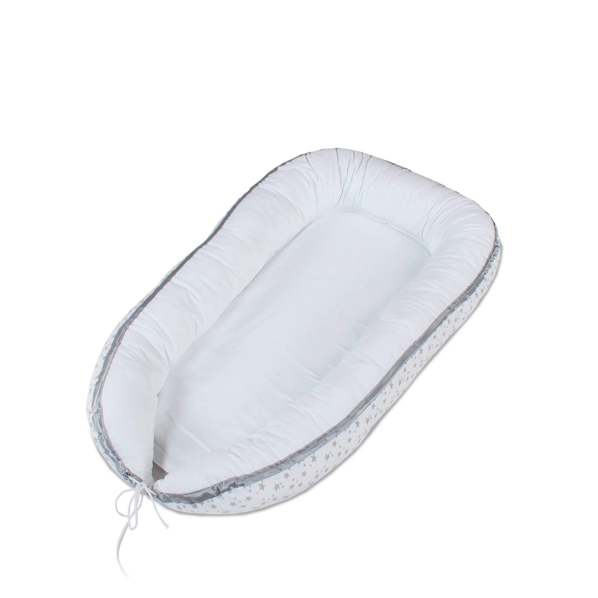 GNIAZDKO NIEMOWLĘCE PIQUÉ - jasnoszary/biały, Basics, tkanina (90/50/13cm) - Babybay