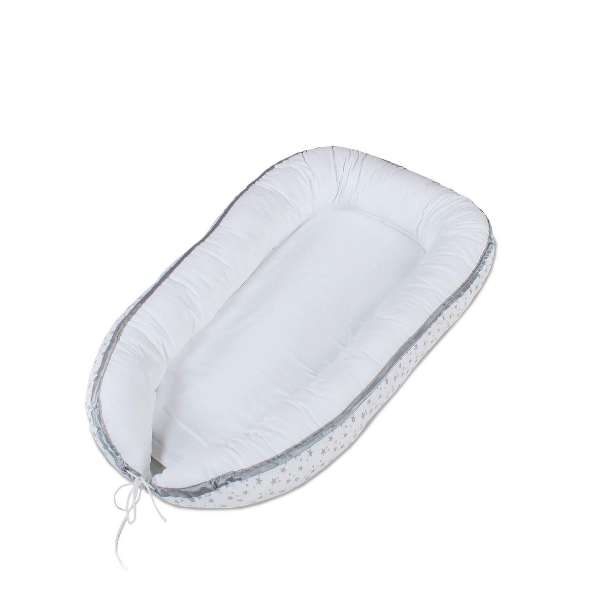 GNIAZDKO NIEMOWLĘCE PIQUÉ - jasnoszary/biały, Basics, tkanina (90/50/13cm) - Babybay