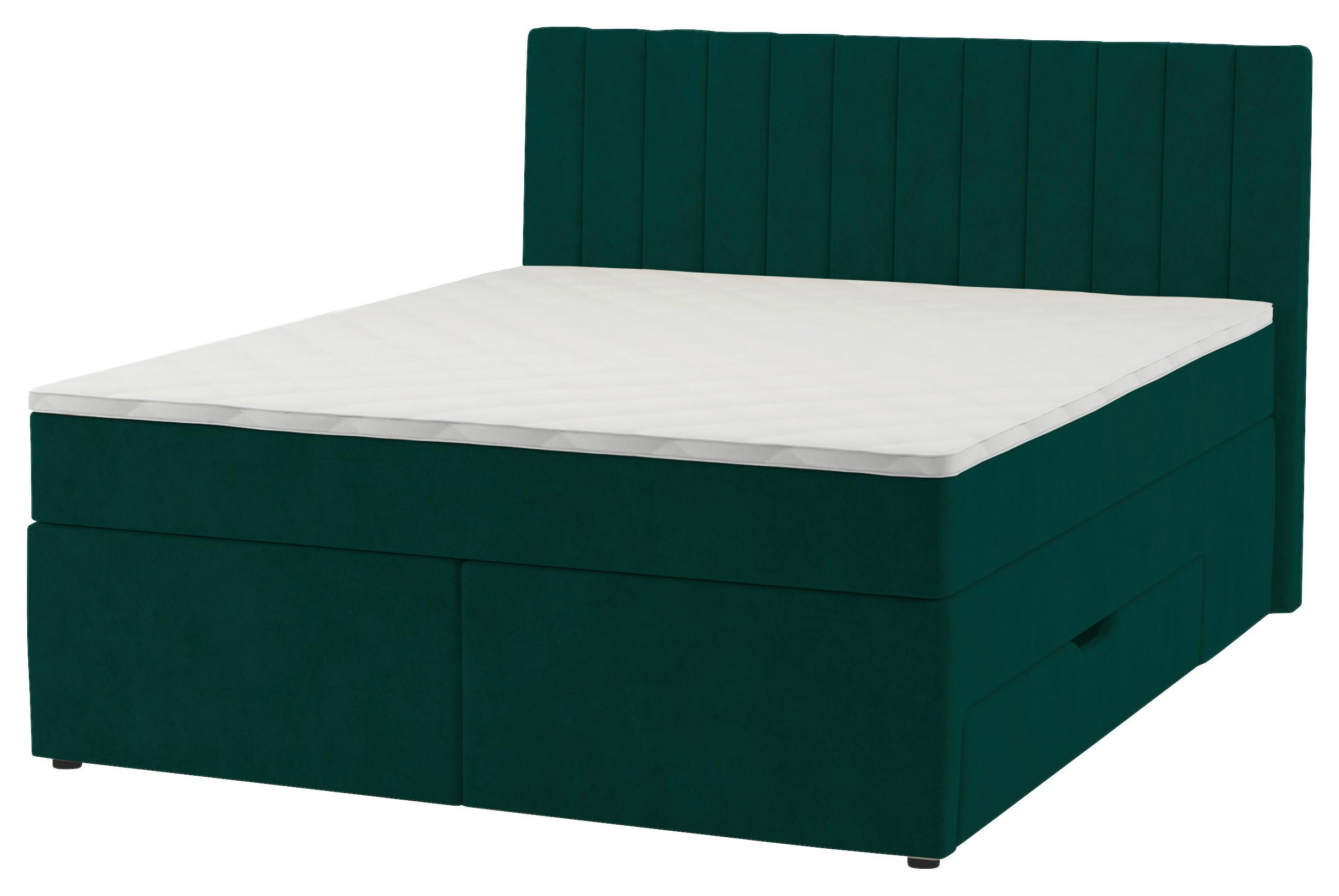 Boxspring Krevet Nikol - tamno zelena, drvni materijal/tekstil (180/200cm) - Based