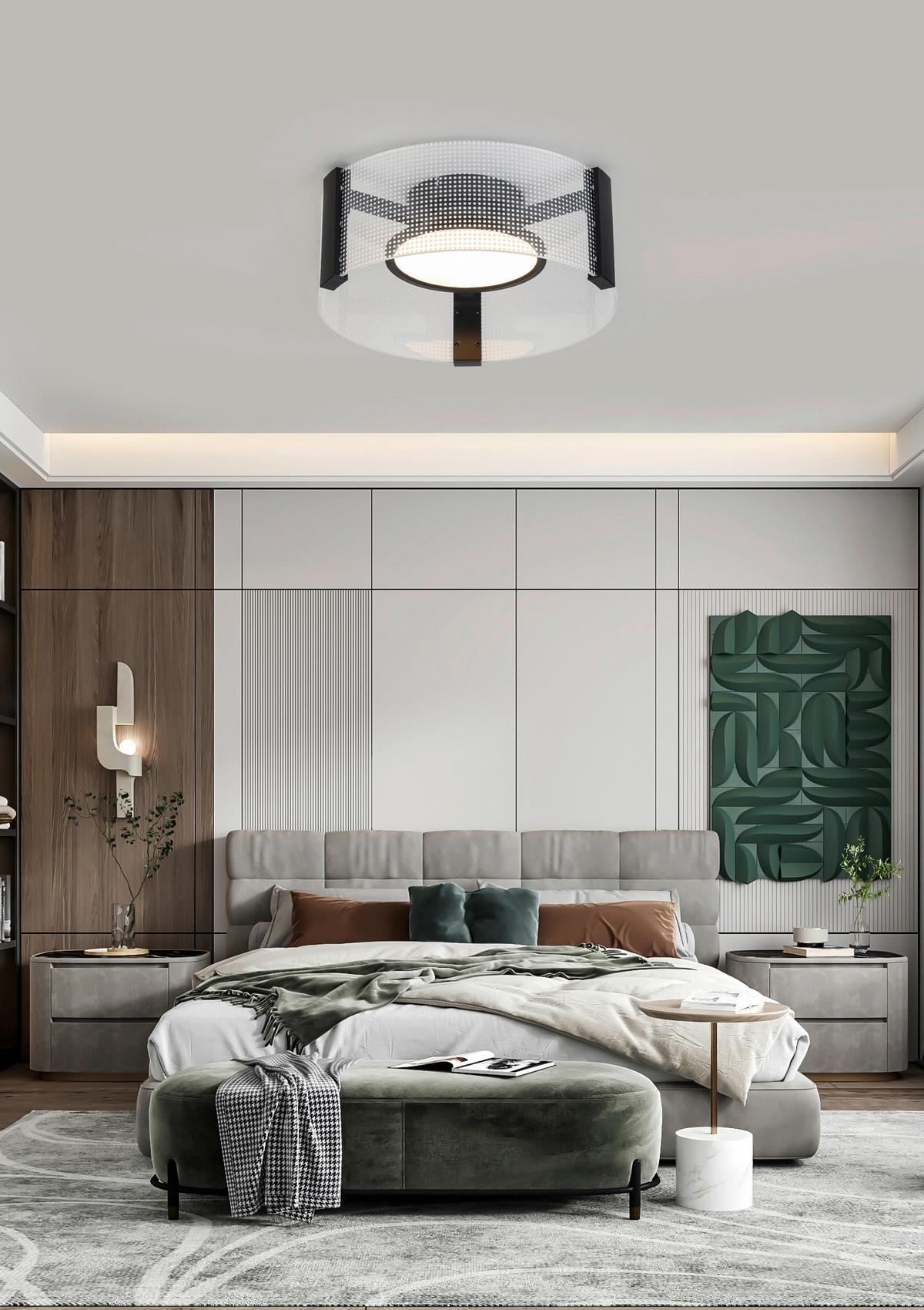 LAMPA SUFITOWA LED MARGE - czarny/biały, Modern, tworzywo sztuczne/metal (40/16,5cm) - Bessagi Home