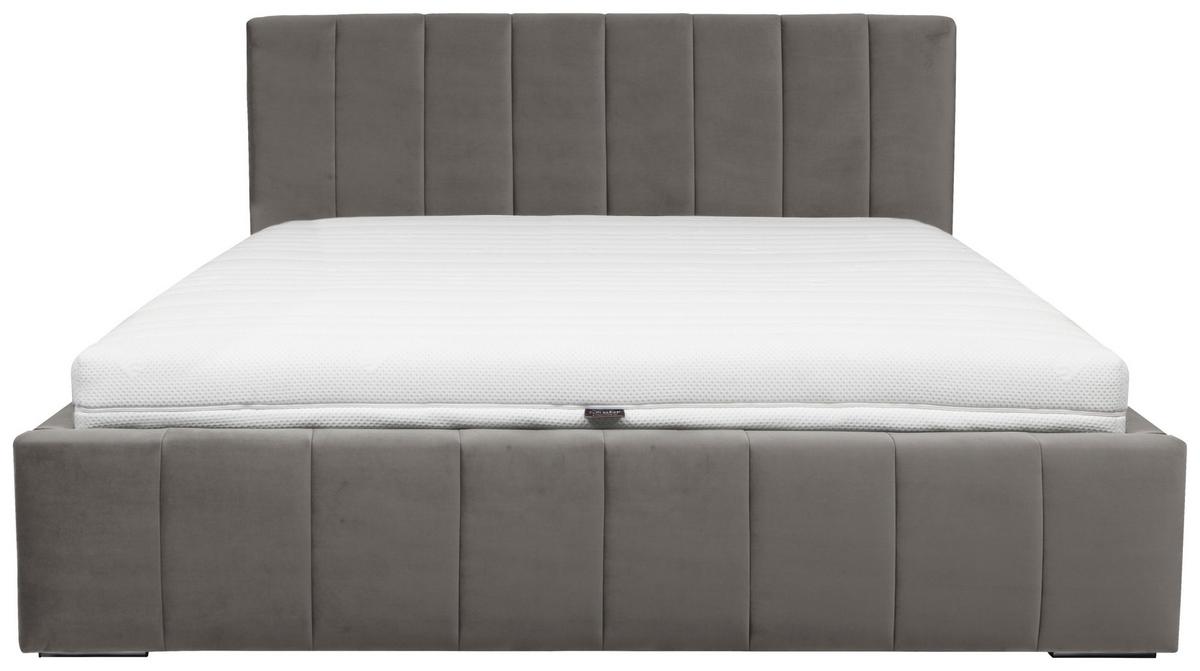 Polsterbett Allos ca. 180x200 cm Grau - Chromfarben/Kernbuche, MODERN, Holz/Textil (180/200cm) - MID.YOU