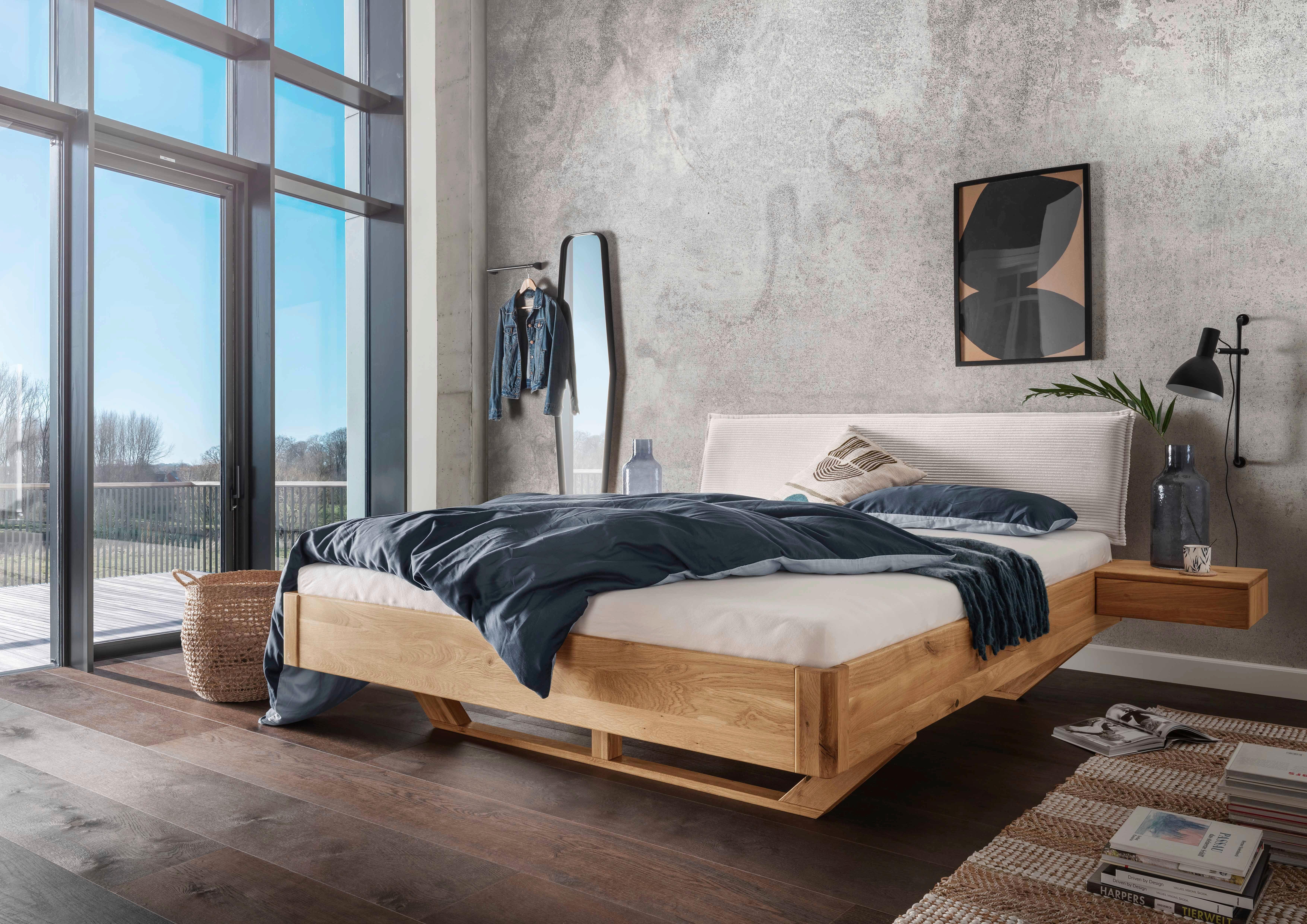 ŁÓŻKO Z BELEK AKTIONSBETT 11 - beżowy/dąb dziki, Natur, drewno/tkanina (200/200cm) - Linea Natura