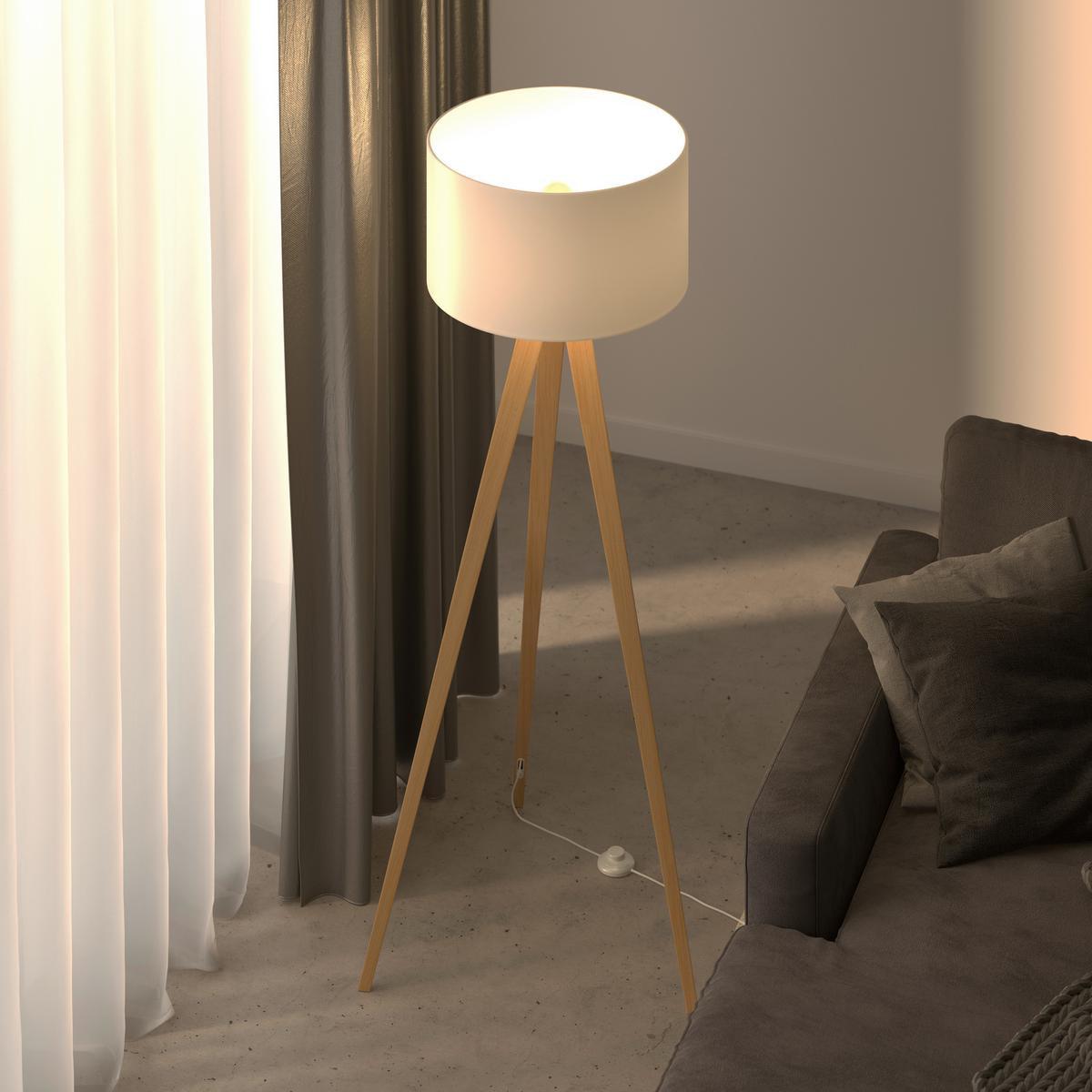 LAMPA STOJĄCA COLCHESTER *SBN* - kolor naturalny/biały, Konventionell, metal/tkanina (45/148cm) - Novel