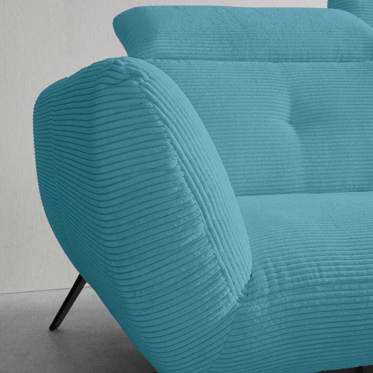 Wohnlandschaft Seattle Blau - Blau/Schwarz, MODERN, Holzwerkstoff/Textil (301/87-107/196cm) - Premium Living