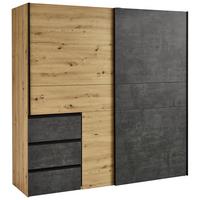 Omara Z Drsnimi Vrati Winn, Barva Hrasta, Siva - temno siva/črna, Konvencionalno, kovina/umetna masa (200/200/61cm) - Carryhome
