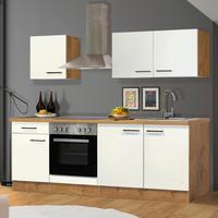 Küchenblock Avila Eichefarben/Magnolie - Eichefarben/Magnolie, MODERN, Holzwerkstoff/Metall (210cm) - FlexWell