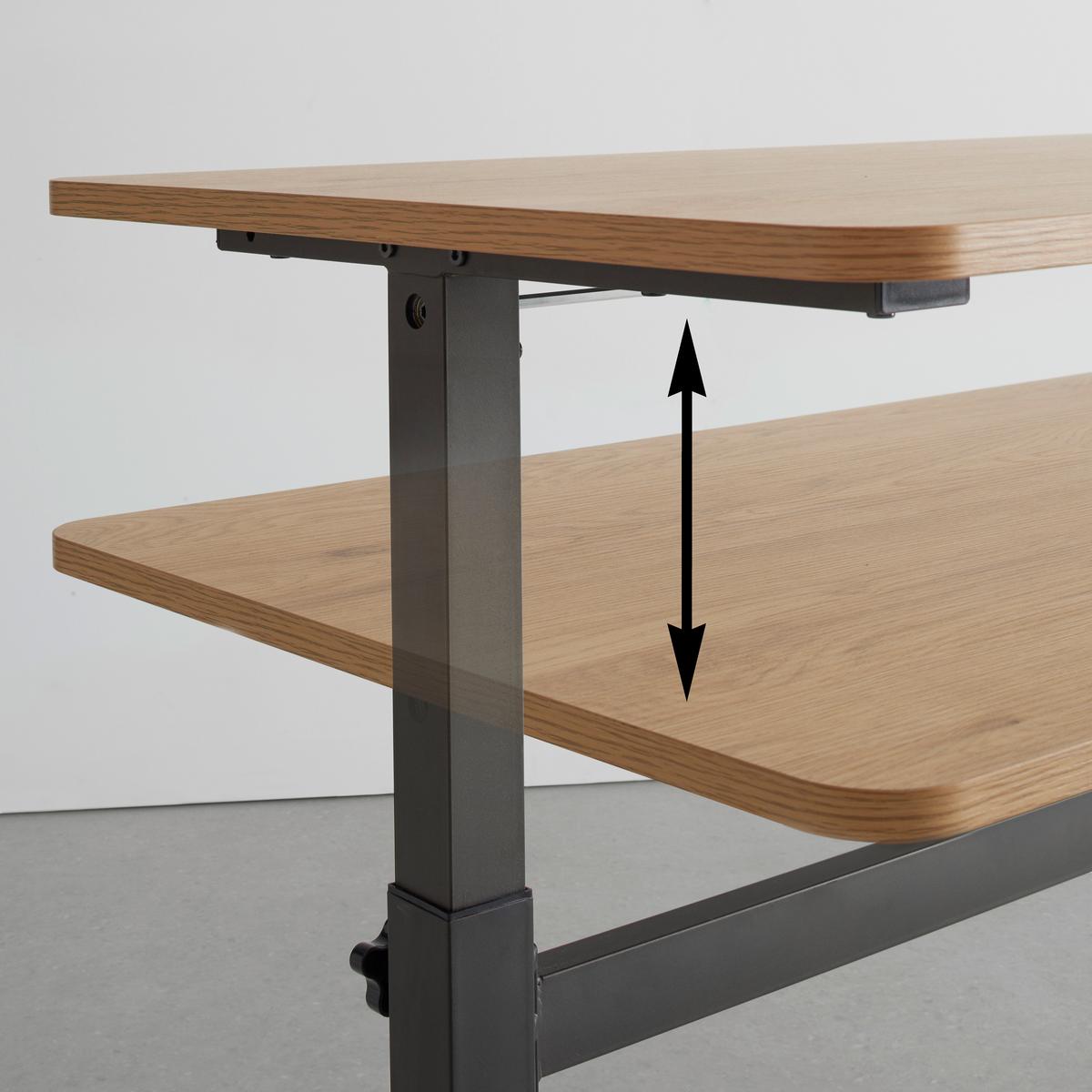 Schreibtisch Carmelo I in Schwarz/Eichefarben - Eichefarben/Schwarz, MODERN, Holzwerkstoff/Metall (140/70-117/60cm) - Mömax