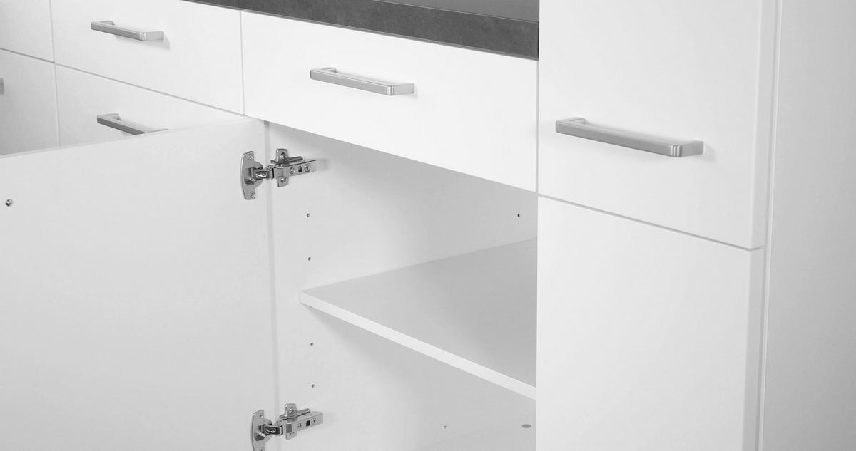 Küchenleerblock Touch High o. Geräte Weiß - Edelstahlfarben/Weiß, MODERN, Holzwerkstoff/Metall (360cm) - Nobilia