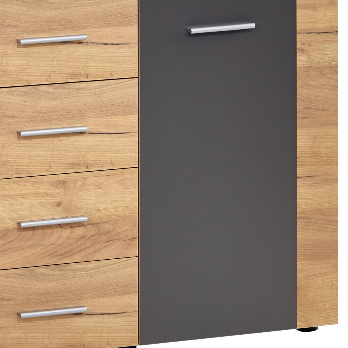 Komoda Uno - siva/barve hrasta, Moderno, leseni material (140/80/40cm) - Mömax