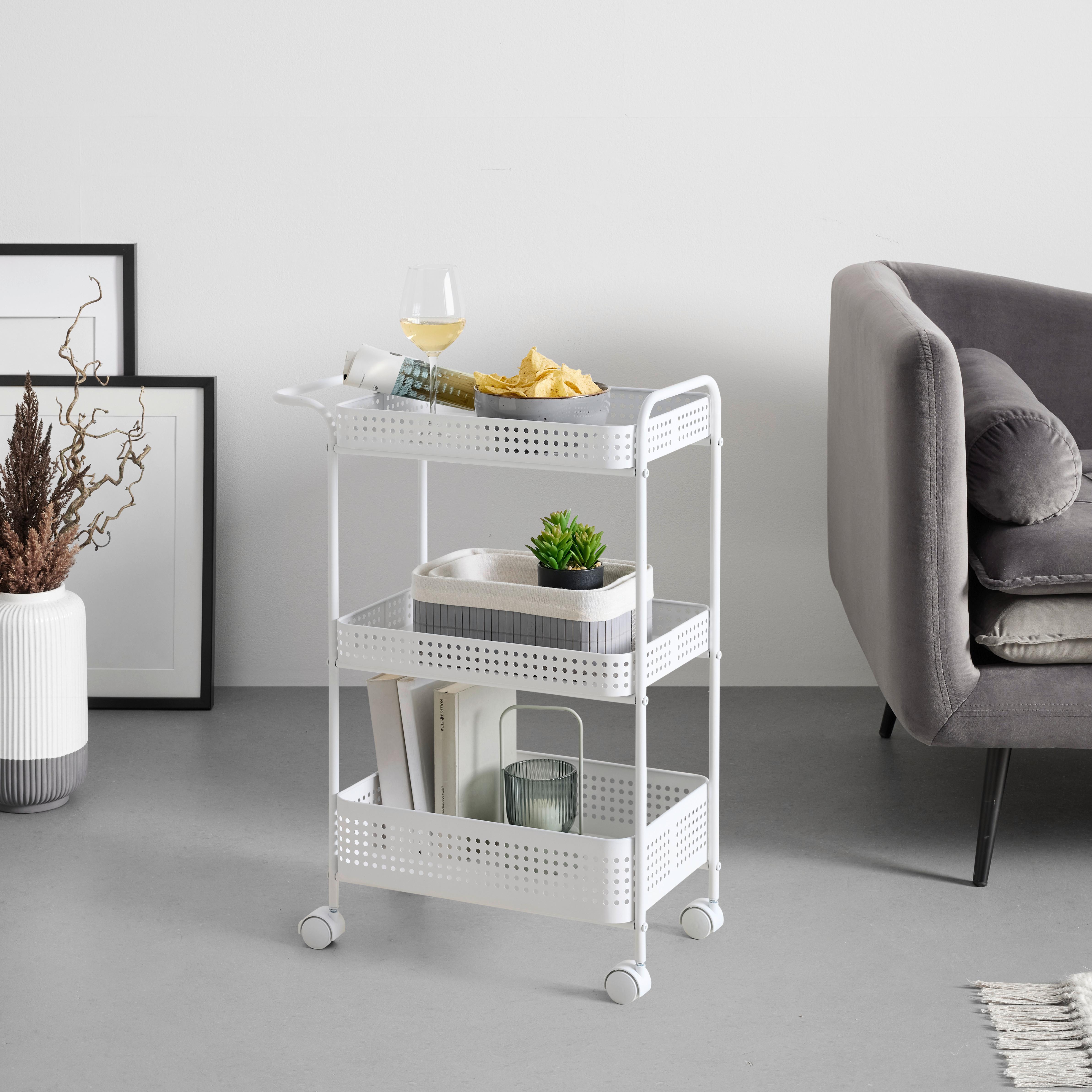 RULLVAGN ANCONA -EXKLUSIV- -SB- - vit, Modern, metall/plast (52/72/28cm) - Mömax