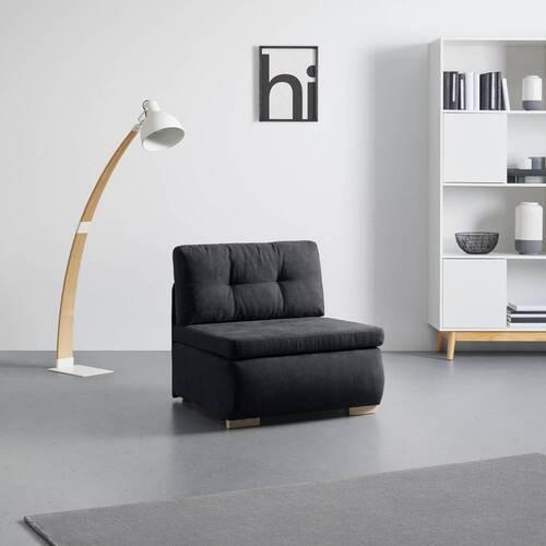Schlafsessel Modena in Schwarz - Schwarz/Naturfarben, Kunststoff/Textil (89/88/90cm) - Mömax