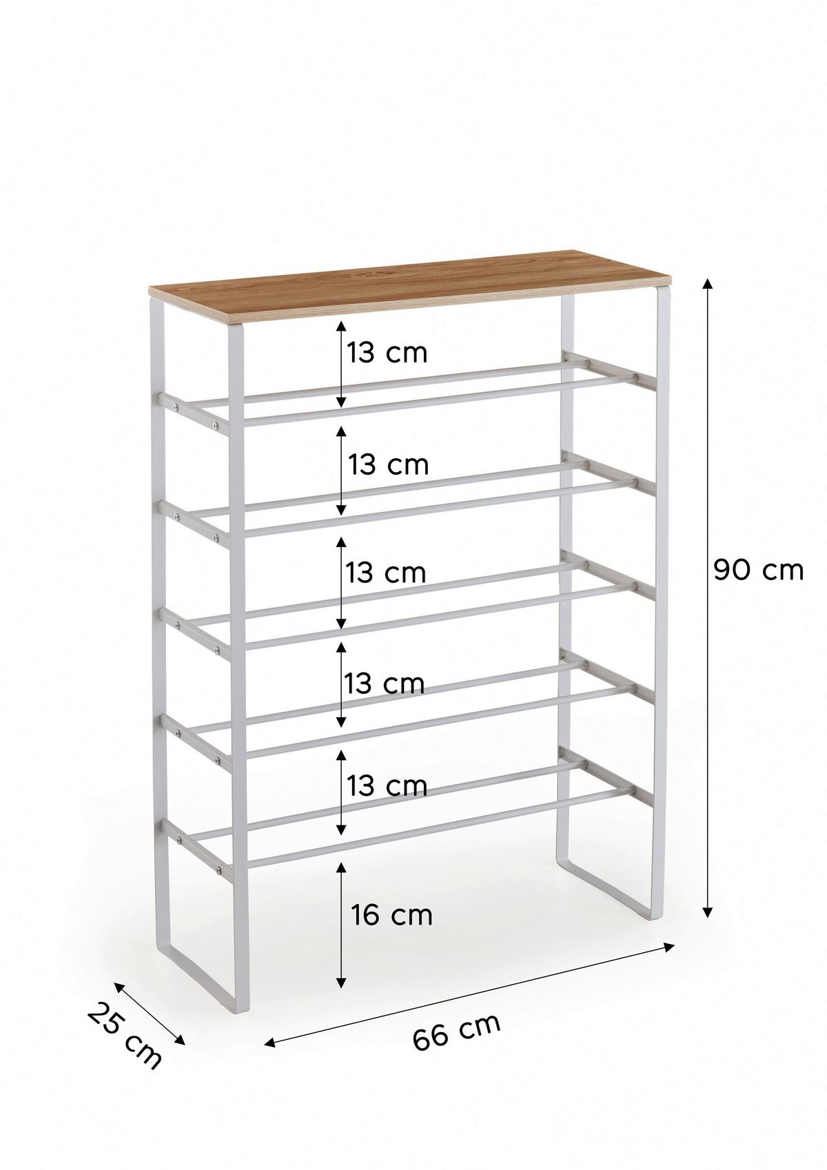 SCHUHREGAL KLEINMÖBEL - Weiss, Design, Holzwerkstoff/Metall (66/90/25cm) - MID.YOU