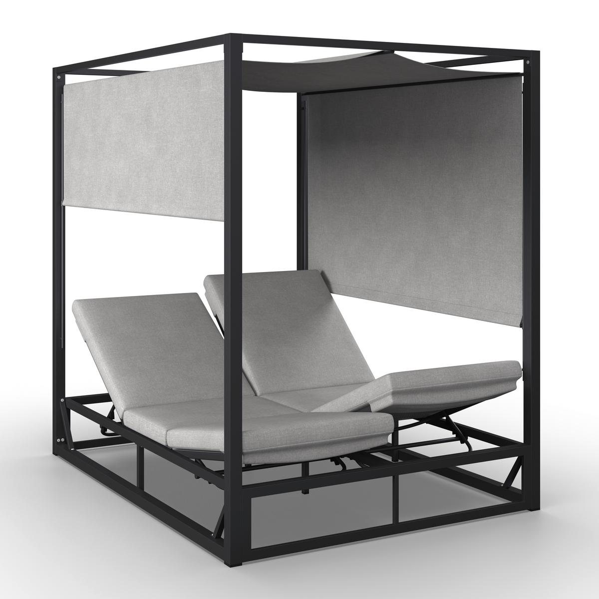 Sonnenliege Aviva Hellrgrau Outdoorstoff/Metall +Abdeckung - Hellgrau, MODERN, Textil/Metall (148/196/200cm) - Bessagi Garden