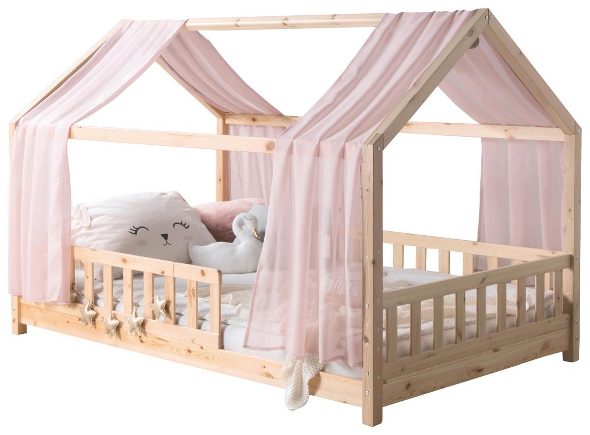 Hausbett KIM Naturfarben Altrosa ca.120x200cm Echtholz - Altrosa/Naturfarben, MODERN, Holz/Textil (120/200cm) - MID.YOU