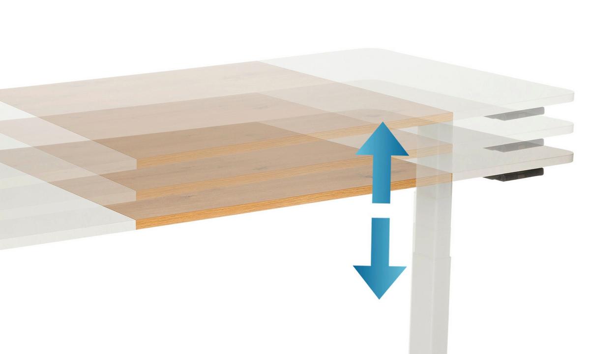 Pisalna Miza Stand T3, Bela, Hrast - barve hrasta/bela, Moderno, kovina/leseni material (140/70/73 - 118cm) - MID.YOU