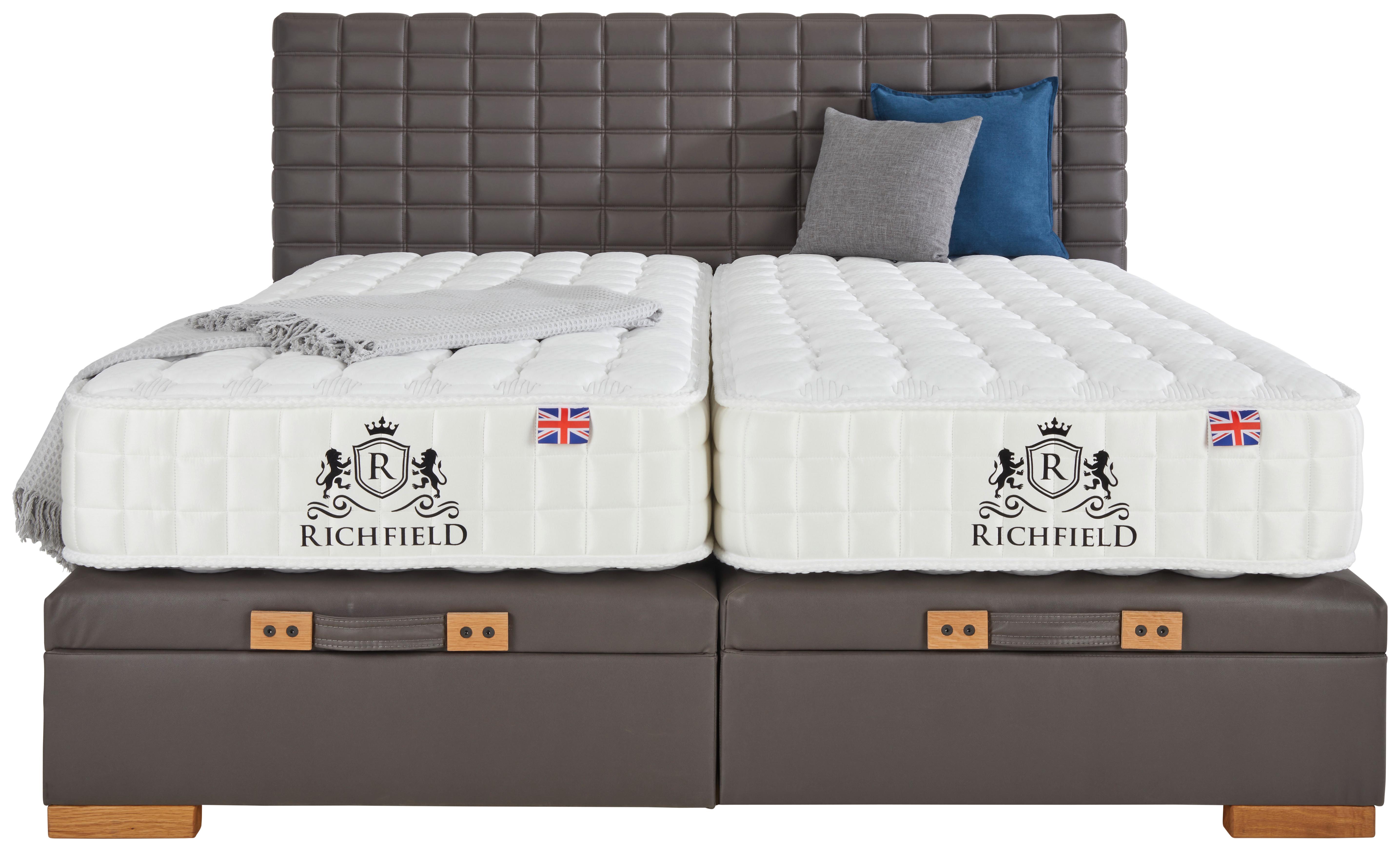 Postelja Boxspring Chicago, Antracit, 160x200 - barve hrasta/antracit, Konvencionalno, tekstil/les (160/200cm) - Premium Living
