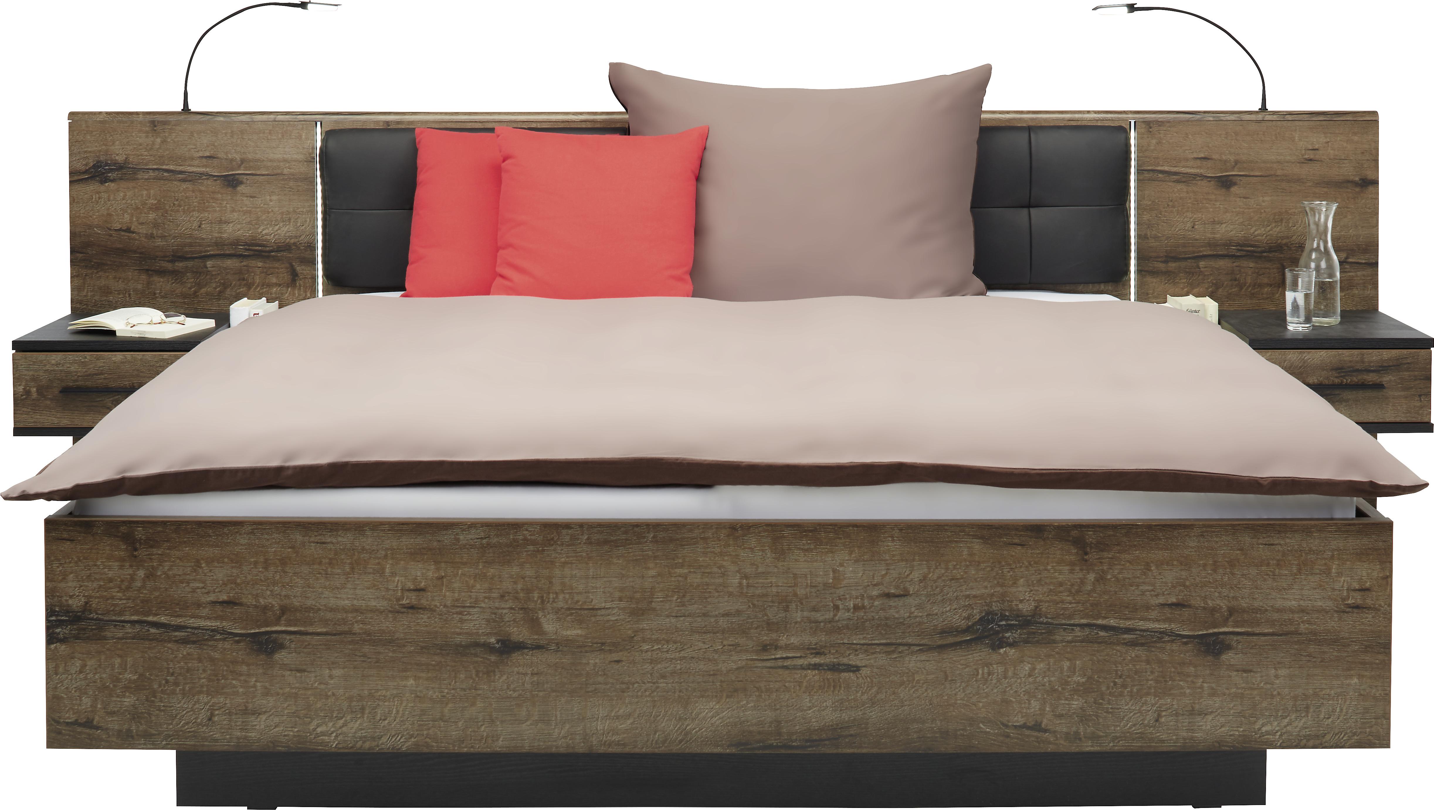 Cadru pat Bellevue - nămol/culoare lemn stejar, Lifestyle, plastic/metal (180/200cm)